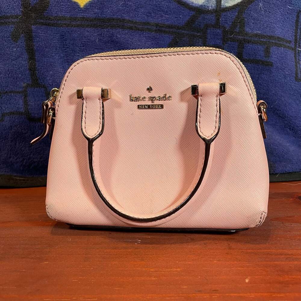 Kate Spade New York Pink Saffiano Leather Mini Dome Crossbody Handbag